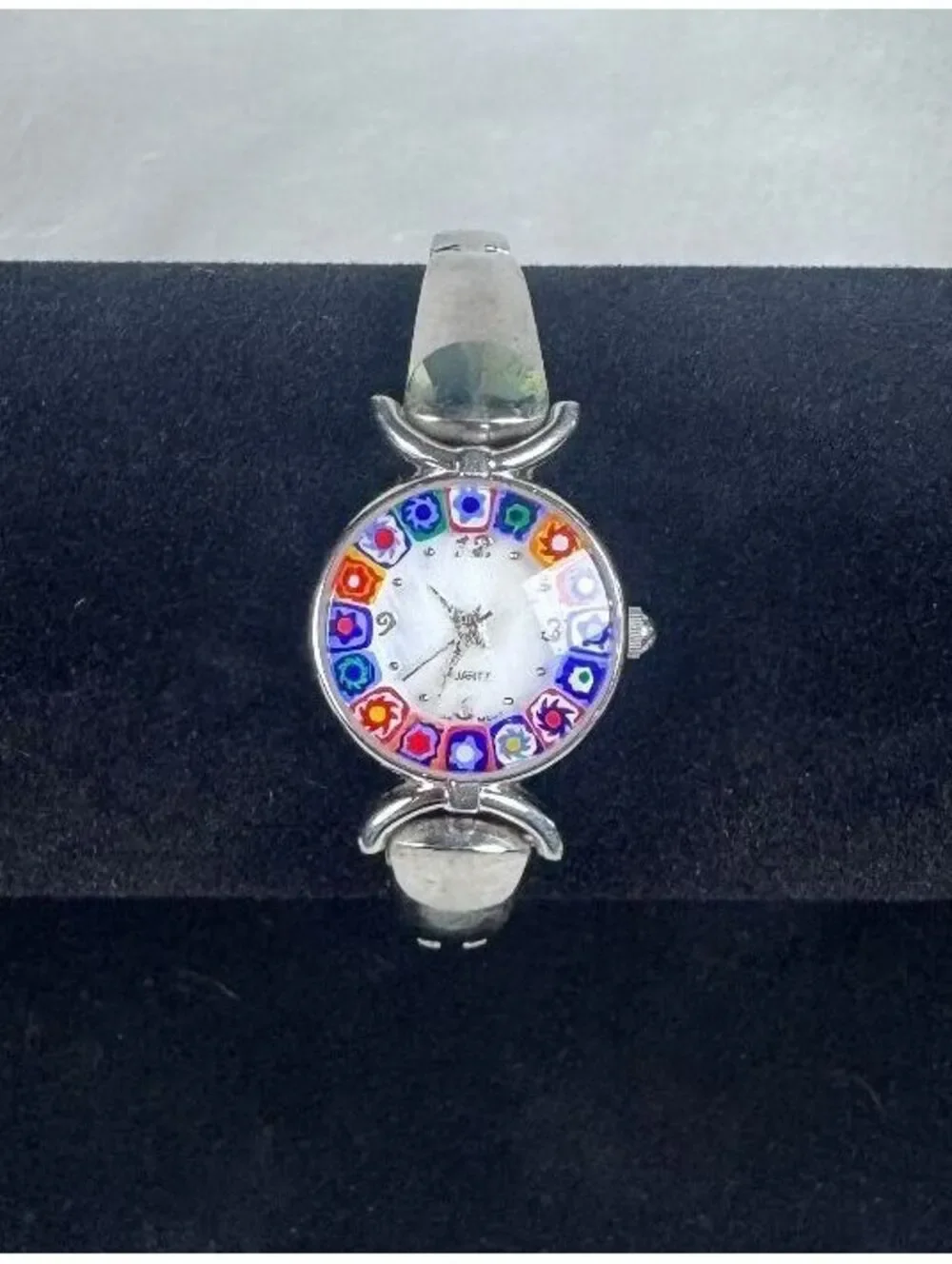 Women's Murano Glass Style Watch Quartz Millefiori Silver Tone Avon Works